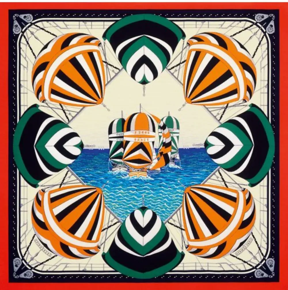 Hermes Spinnakers Silk Scarf